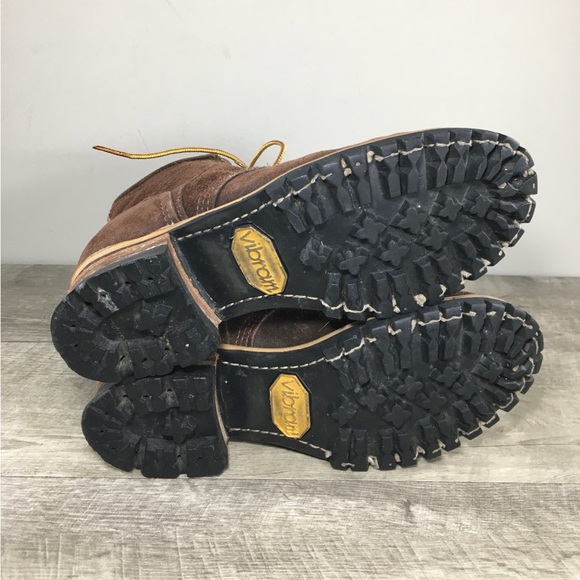 Made in USA Lace-Up Work Lace Up Boots Womens Logger Granny Goth Leather Sz 7.5 - Picture 8 of 11